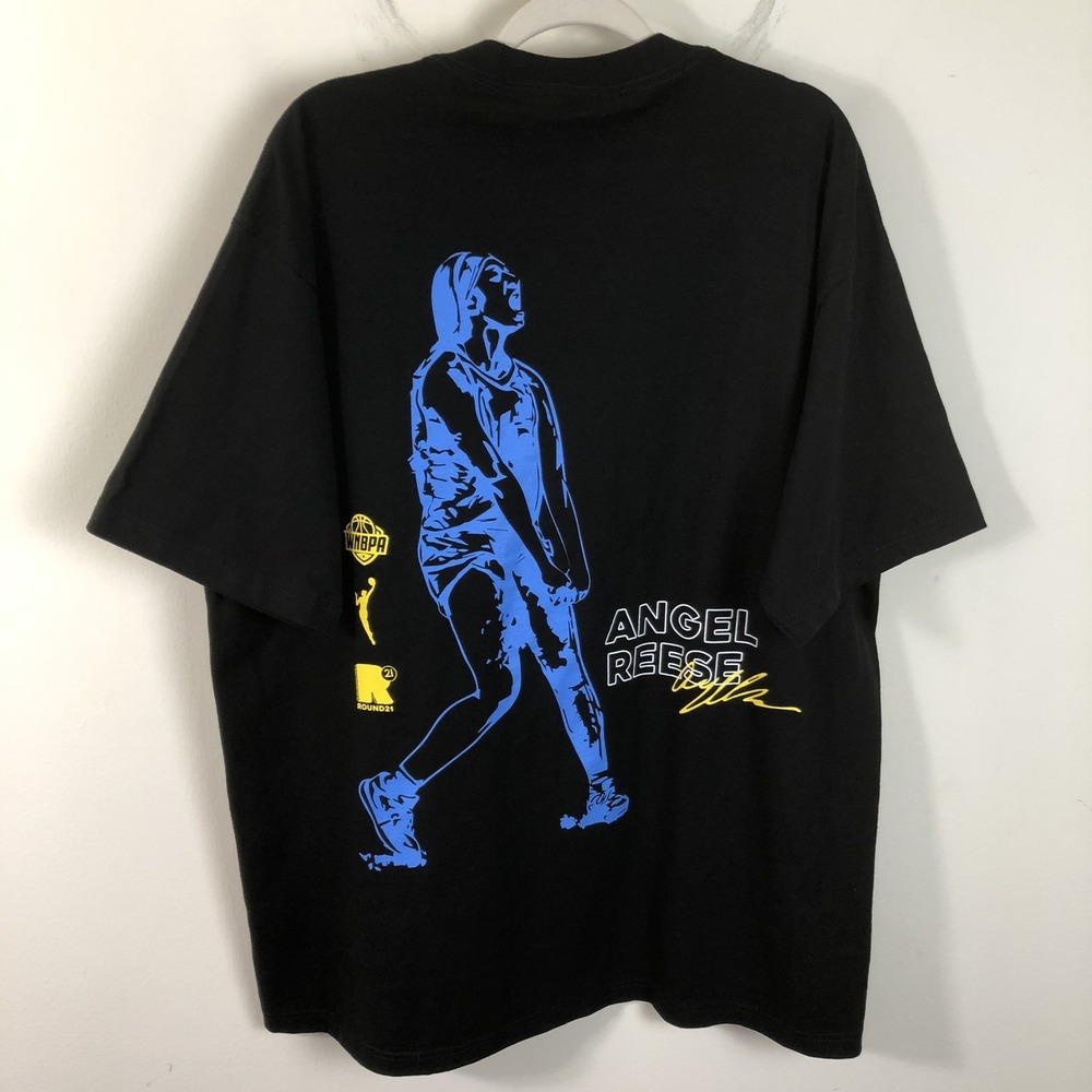 Angel Reese Chicago Sky Round21 WNBA T-shirt Women's Sz 2X Black Blue Basketball